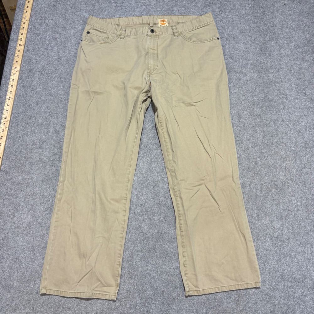 Timberland Mens Khaki Chino Pants 40/30 Tan Cotton Twill Straight Leg 0051